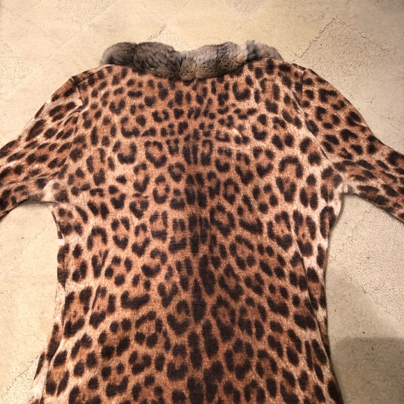 Animal print fur trim cardigan - Picture 5 of 8